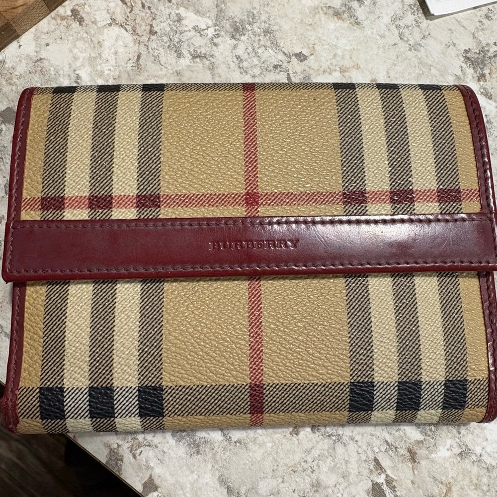 Burberry Tan and Red Plaid Wallet